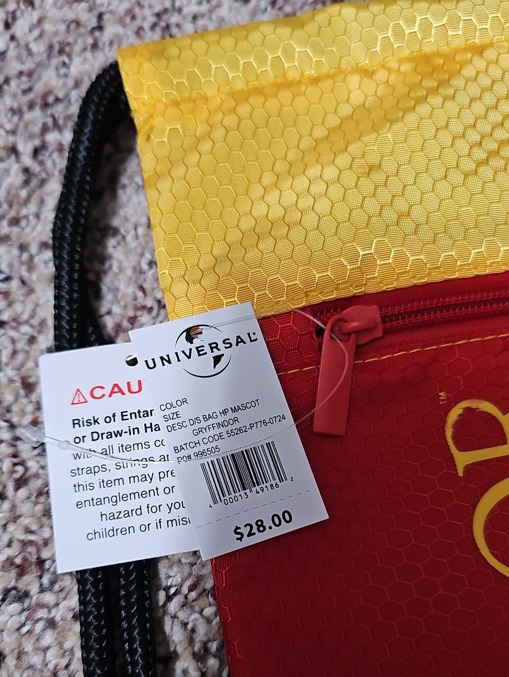 Drawstring Backpack - Red & Yellow - Picture 2 of 4